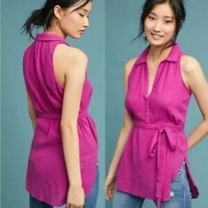 Anthropologie Maeve Batavia Fuchsia Pink Metallic Sleeveless Top XS